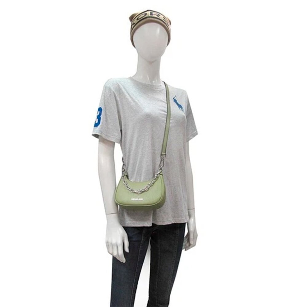 S Michael Kors Cora Mini Zip Pouchette Army Green Crossbody Purse 35R3S4CC5L NWT - Picture 8 of 14